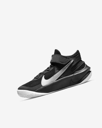 Nike Team Hustle D 10 FlyEase Negros Blancos Metal Plateados | MX 2890
